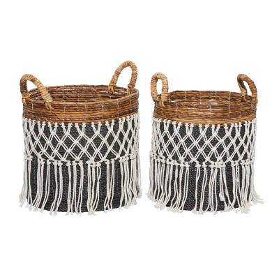 2pk Large Round Leaf Storage Baskets Natural/beige - Olivia & May : Target