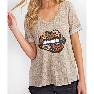 Women's Snake & Leopard Lips Top - 143 STORY