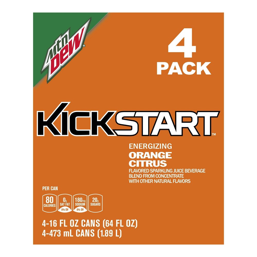 UPC 012000111952 product image for Mountain Dew Kickstart Orange Citrus - 4pk/16 fl oz Cans | upcitemdb.com