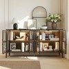 Famapy Glass Door Bookshelves Bookcase Display Storage Cabinet Sideboard with Metal Frame and LED Light for Dining Room - 3 of 4
