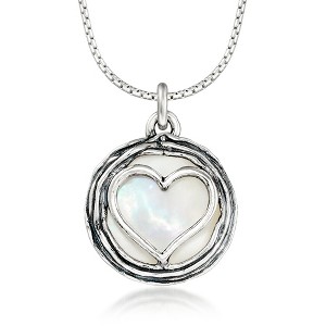 Ross-Simons Mother-Of-Pearl Heart Overlay Necklace in Sterling Silver - 1 of 3