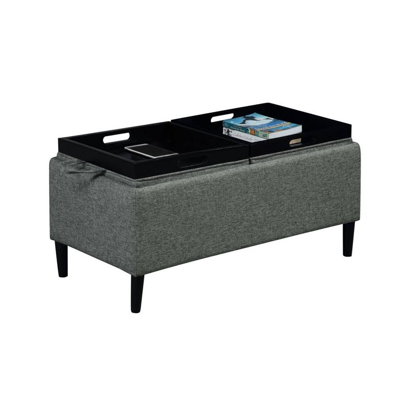 Breighton Home Designs4Comfort Magnolia Storage Ottoman with Reversible Trays Light Charcoal Gray Fabric, 3 of 8