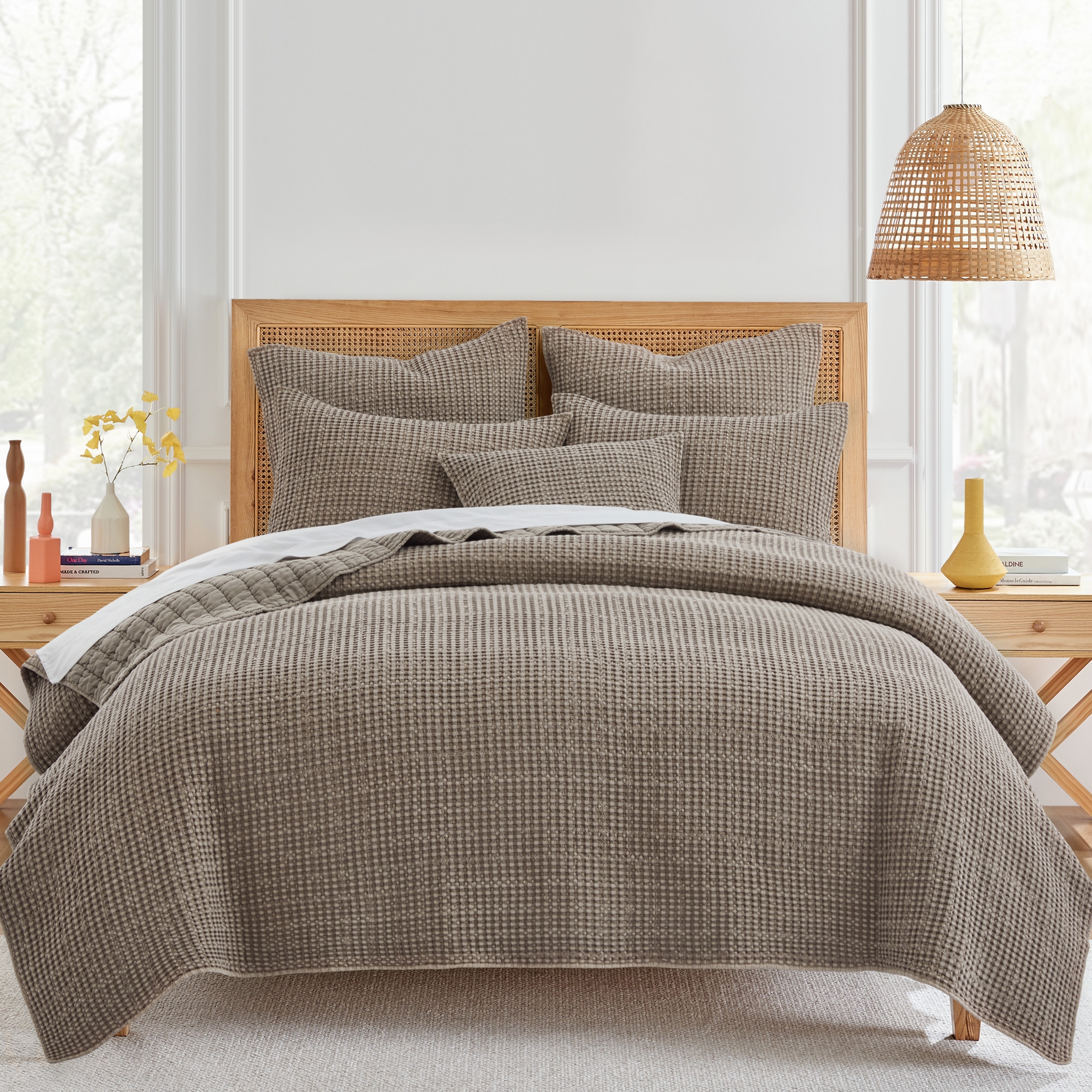 Mills Waffle Cocoa King/Cal King Quilt Set - Levtex Home