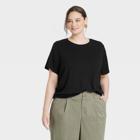 Women's Short Sleeve T-shirt - A New Day™ Black 3x : Target