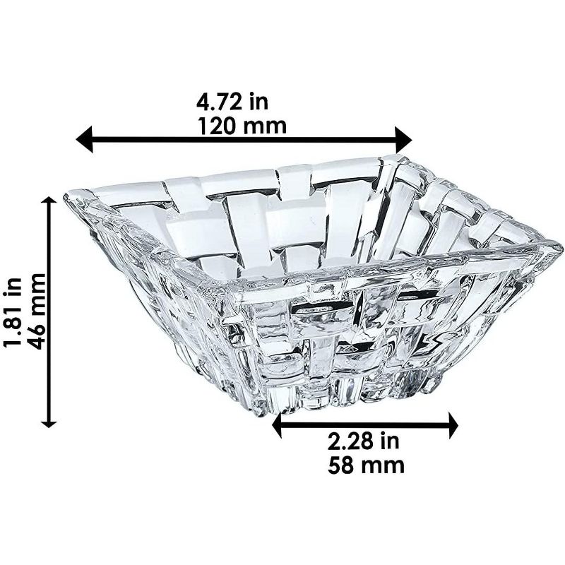 Nachtmann Bossa Nova Square Plate and 4 Bowl Set, 5 Piece Crystal Glass Set - Plate: 11 in/Bowls: 7.8 in, 2 of 8