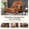 Mid Century Modern Solid Wood Faux Leather Accent Chair, Upholstered Accent Chair with Brass-Tipped Legs for Living Room Bedroom-Coolbibila - 2 of 4