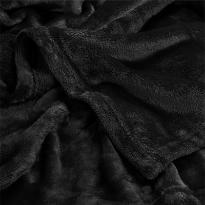Black Luxury Fleece Throw Blanket for Sofa and Bed
