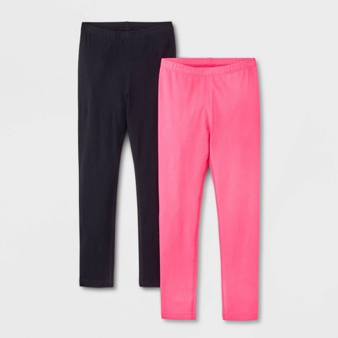 Girls' 2pk Adaptive Leggings - Cat & Jack™ Black/Pink XS