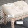 Ottoman Bench Vintage Footrest w/ Button Tufted Seat, Carved Wooden Legs - 4 of 4
