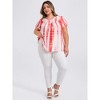 GRACE & GRANDEUR Women's Plus Size V Neck Pleated Ruffle Short Sleeve Tie Dye Casual Holiday Blouses - 2 of 4