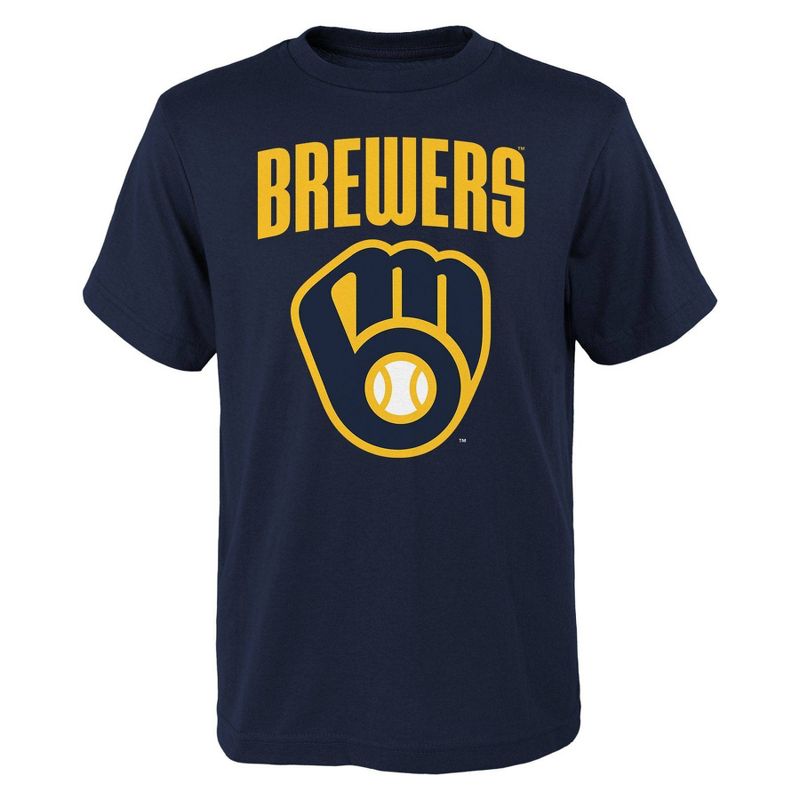 MLB Milwaukee Brewers Boys&#39; Oversize Graphic Core T-Shirt, 1 of 2