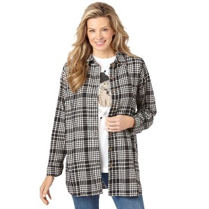 Woman Within Plus Size Two-Piece Flannel Shirt And Tee - 1 of 4
