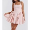Coolmee Women's Summer Sleeveless Square Neck Tank Dress Casual Tie Back A-Line Ruffle Mini Dresses - 3 of 4