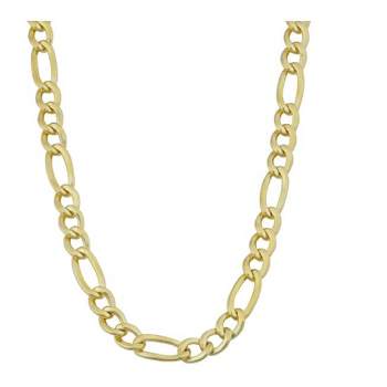 Pompeii3 14k Yellow Gold Filled Mens High Polish Solid Figaro Link Necklace