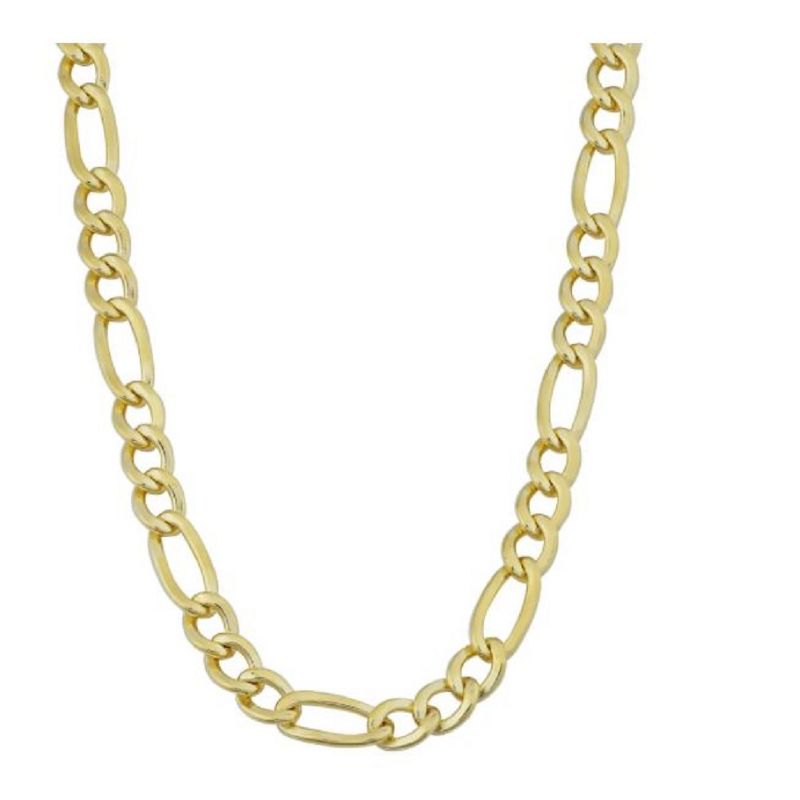Pompeii3 14k Yellow Gold Filled Mens High Polish Solid Figaro Link Necklace, 1 of 5