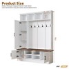 CAVINAS Hall Tree with Shoe Rack Modern 3-in-1 Coat Rack with Storage Bench, Open Shelves and 6 Hooks for Foyer - 4 of 4
