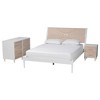 Baxton Studio Queen 3pc Louetta Carved Contrasting Bedroom Set White/Natural Brown - image 2 of 4