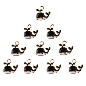 John Bead Sweet & Petite Small Simple Cute Charms Craft Embellishments Whale 14x13mm Black 10 Pieces - 1 of 4