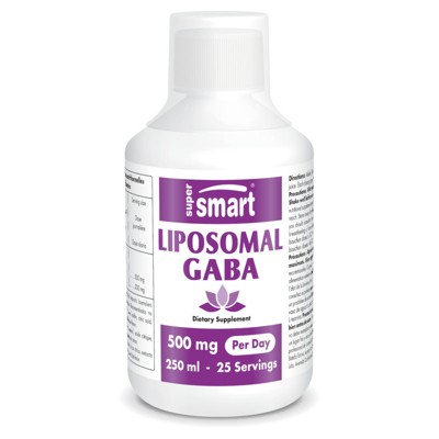 SuperSmart Liposomal GABA 500mg per Day - with Liquid L-Theanine & Liquid Gamma Aminobutyric Acid (GABA) - Lemon Flavor | Non-GMO - 250 ml