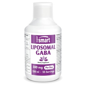 SuperSmart Liposomal GABA 500mg per Day - with Liquid L-Theanine & Liquid Gamma Aminobutyric Acid (GABA) - Lemon Flavor | Non-GMO - 250 ml - 1 of 1