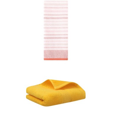 REGALWOVEN Striped Pattern Cotton Bathroom Hand Towel for Face Hair 13" x 30"/13" x 27" 2 Packs