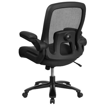 Hercules High-Back Executive Swivel Chair with Adjustable Arms in Black Leather/Mesh