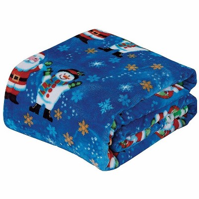 Kate Aurora Ultra Soft & Cozy Christmas Santa & Snowman Plush Throw Blanket - 50 in. W x 60 in. L