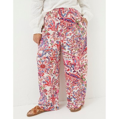 FatFace Women's Plus Size Shirred Bright Paisley Palazzo Trousers