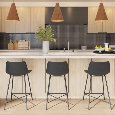 Poly & Bark Set of 3 24" High Paxton Counter Height Barstools