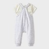 Baby Boys' 2pc Disney Lilo & Stitch Long Sleeve Bodysuit and Overalls Set - Oatmeal - 2 of 4