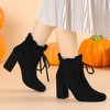 Allegra K Women's Lace Up Round Toe Drawstring Block Heel Ankle Boots - 2 of 4