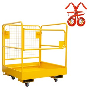 Heavy Duty Steel Forklift Safety Cage,36 x 36 In Foldable Forklift Work Platform of 1200 lbs Load Capacity,Holds 1 to 2 Adults,Ideal for Aerial Work - 1 of 4