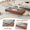 Glass Coffee Table Modern 2-Tier Center Table Cocktail Table Sofa Table Storage Side Table with Drawer, Walnut/White/Black/Natural-ModernLuxe - 4 of 4