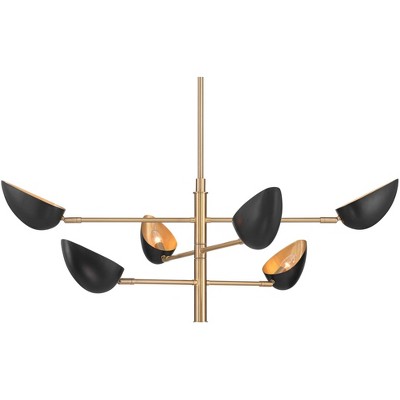 Atherton Black and Gold Mid-Century Modern 6-Light Pendant Chandelier