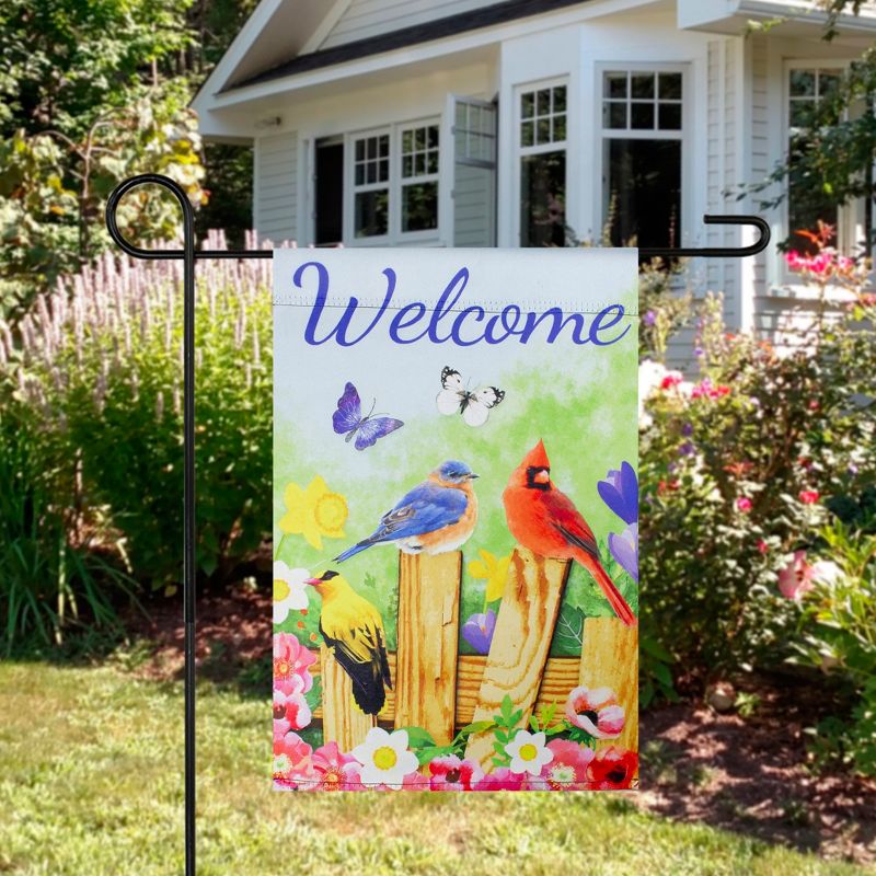 Northlight Welcome Birds on a Fence Outdoor Garden Flag 12.5" x 18", 3 of 5