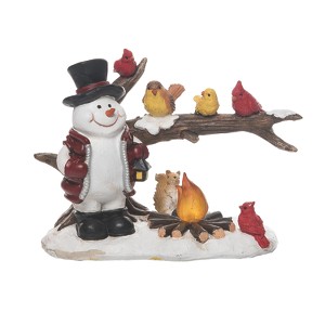 Transpac Resin 9 in. Multicolor Christmas Snowman and Birds Decor - 1 of 4