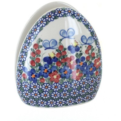 Blue Rose Polish Pottery Garden Butterfly Napkin Holder