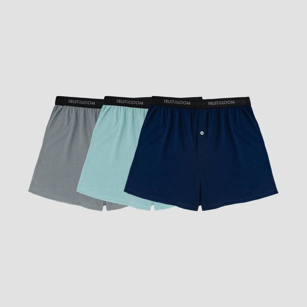 Fruit of the Loom Men's 3pk Breathable Mesh Knit Boxers - Navy Blue L
