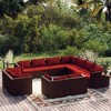 vidaXL Brown Poly Rattan 11 Piece Patio Lounge Set with Cinnamon Red Cushions - Outdoor Furniture Set for Patio, Garden, Backyard, and Poolside - 2 of 4