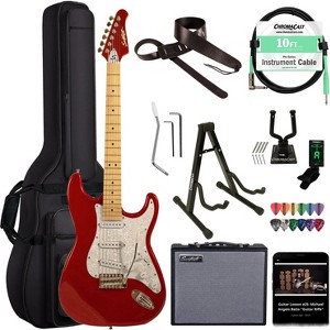 Sawtooth Candy Apple Red ES Series Electric Guitar w/ Pearloid White Pickguard - Includes: Accessories, Amp & Gig Bag - 1 of 4