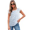 Amaryllis Women’s Ruffle Sleeve Back Bow Textured Woven Top Square Neckline Feminine Fit Soft Lightweight Blouse - 2 of 4
