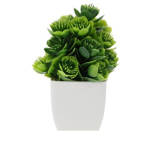 Unique Bargains Artificial Plants Fuzzy Bloom Plant Plastic Green 6.3"x6.3"x6.3" 1 Pc - 1 of 4