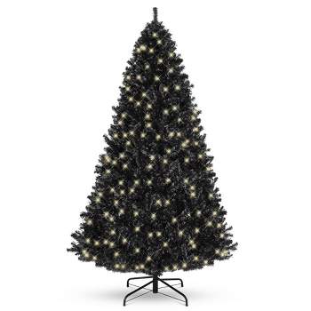 Best Choice Products Pre-Lit Black Christmas Tree, Artificial Holiday Decoration w/ Branch Tips, Incandescent Lights