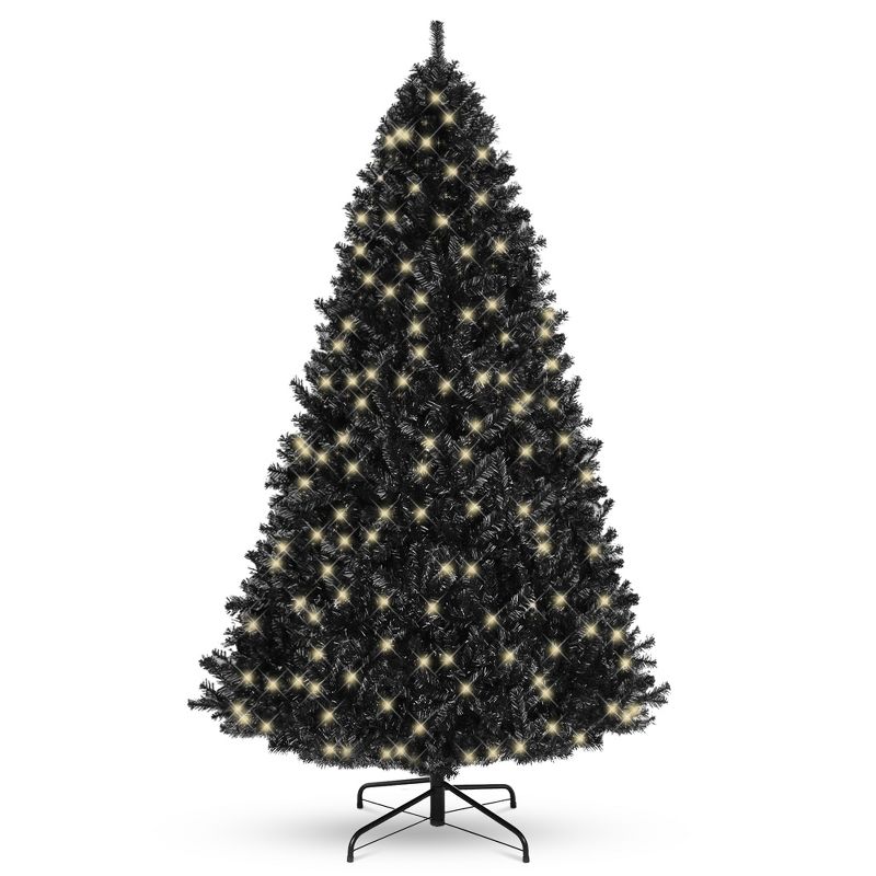 Best Choice Products Pre-Lit Black Christmas Tree, Artificial Holiday Decoration w/ Branch Tips, Incandescent Lights, 1 of 10