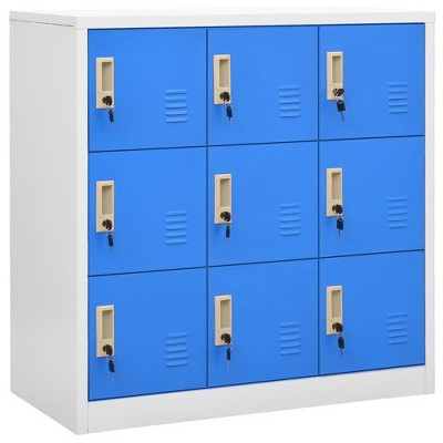 VidaXL Locker Cabinet Light Gray and Blue 35.4 in.x17.7 in.x36.4 in. Steel