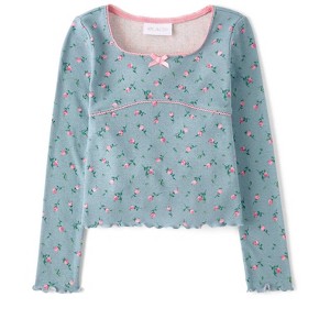 The Children's Place Girls Long Sleeve Floral Pointelle Top - 1 of 3