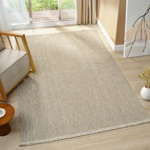 Luxe Weavers Modern Farmhouse Area Rug Neutral Fringe Carpet - 1 of 4