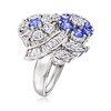 Ross-Simons 2.70 ct. t.w. CZ and 1.10 ct. t.w. Simulated Tanzanite Floral Ring in Sterling Silver - 3 of 4