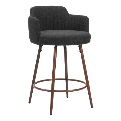 HomeStock 18.9 in. H Black Finish High Back Metal Bar Stool with Faux ...