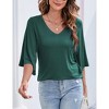 Clearlove Women's Blouse Tops Bell Sleeve Top 3/4 Sleeve V Neck Shirt Loose Casual Tops for Women - 2 of 4